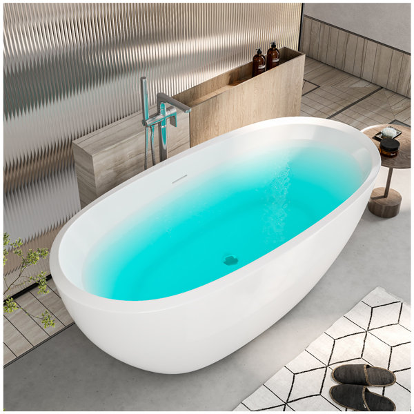 Vinura 27.5'' x 47'' Freestanding Ceramic Bathtub Wayfair